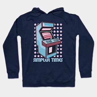 Retro Arcade Machine Simpler Times // Vintage Gamer Cartoon Hoodie